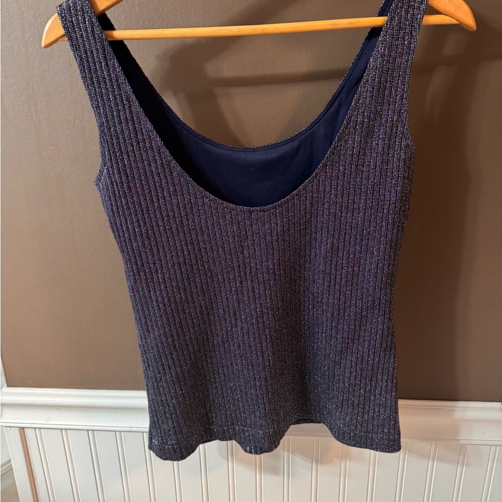 Women's Ribbed Tank Top - Blue - Picture 2 of 3